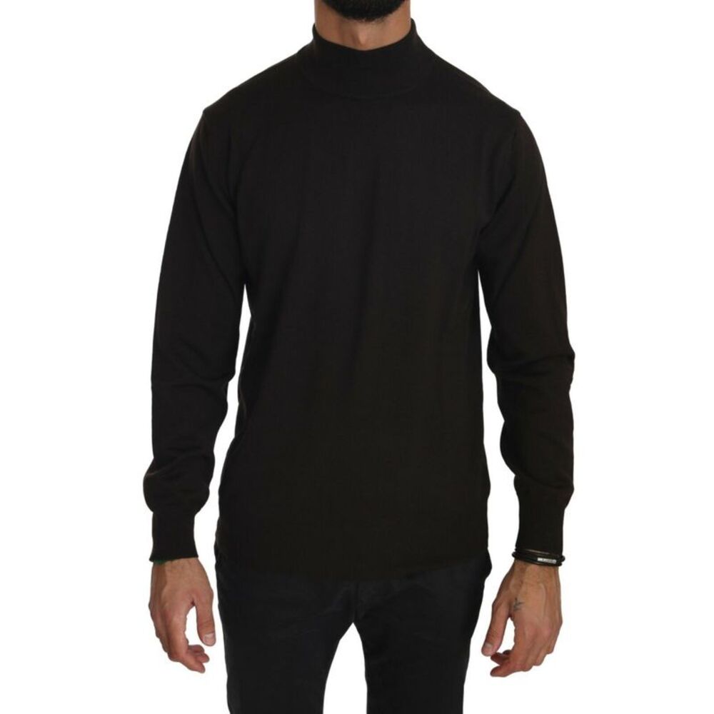 MILA SCHÖN Brown Turtle Neck Pullover Wool Men's Sweater